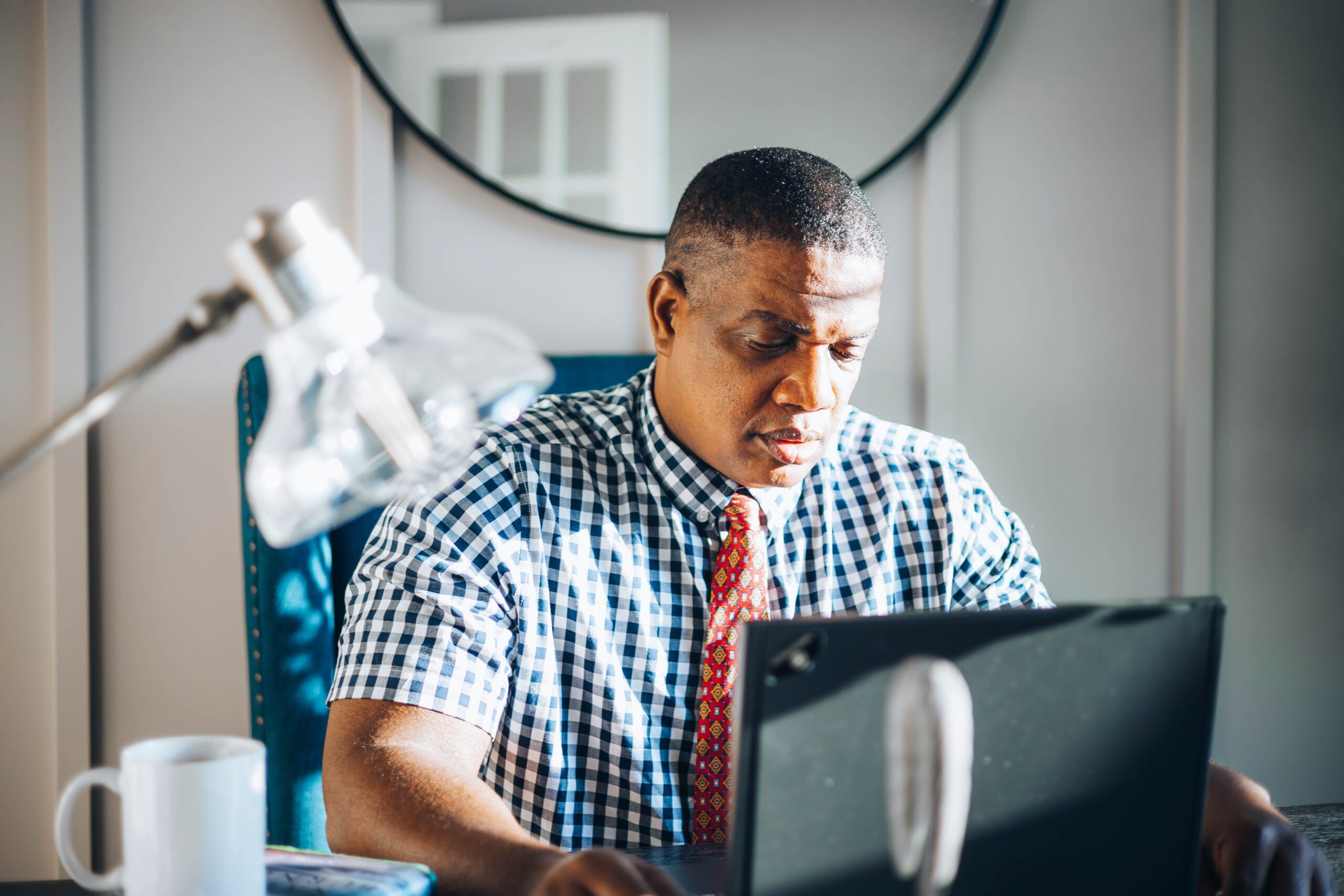 Man working with computer in his office